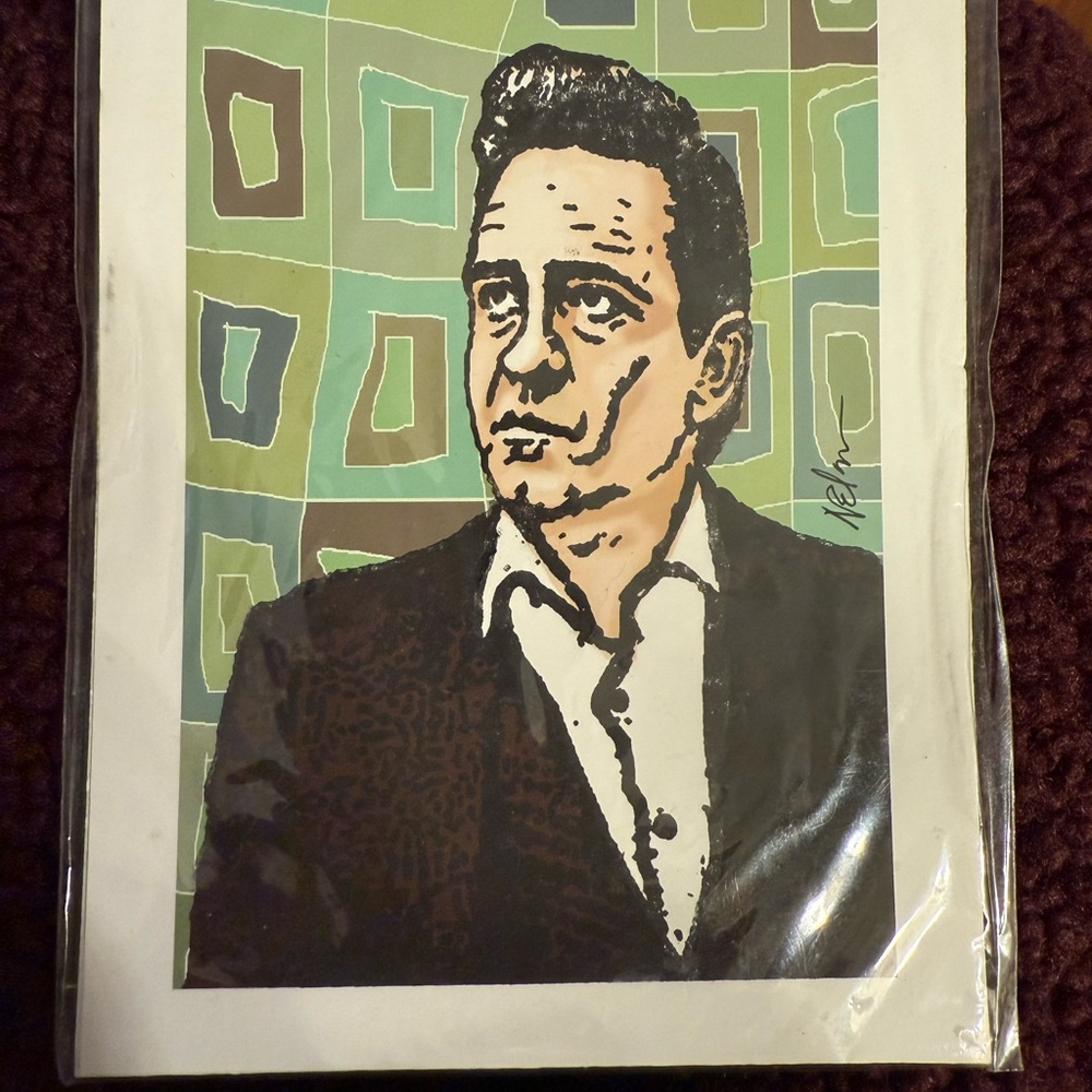 Retro Portrait Art Print with Geometric Background